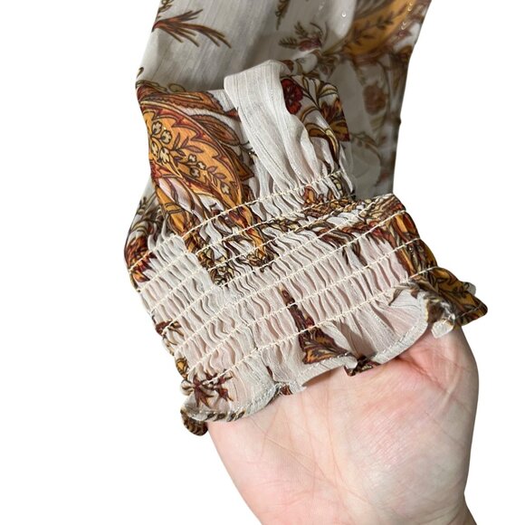 Rachel Parcell dress Women's XS cream floral print chiffon tiered long sleeve - Picture 11 of 13